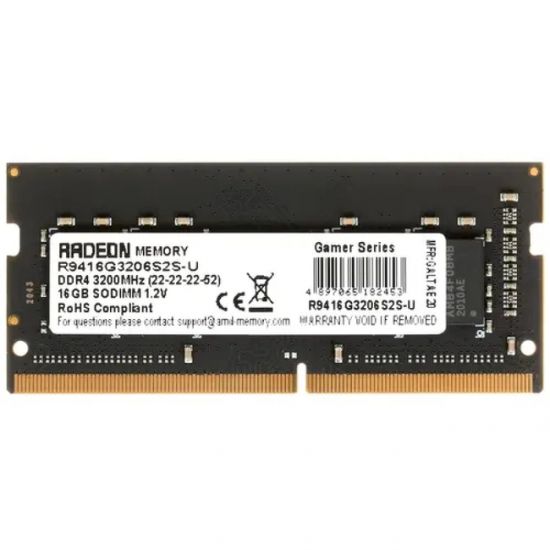 Оперативная память для ноутбука AMD Radeon R7 16GB DDR4 3200MHz SO-DIMM R9416G3206S2S-U Retail Pack