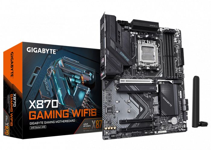 Сист.плата Gigabyte X870 GAMING WF6 1.0, X870, AM5, 4xDIMM DDR5, 3xPCI-E x16, 3xM.2, 4xSATA, HDMI, 2xUSB4, WIFI6, BOX