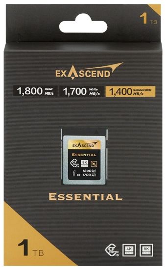 Карта памяти CFexpress Type B, 1Tb, Exascend Essential, 8K Ultra HD, PCIe3.0, R1800/W1700