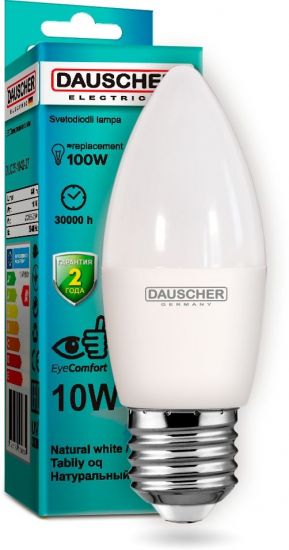 Лампочка Dauscher LED C35 10W E27 4200K 90lm/w