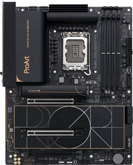 Материнская плата ASUS PROART Z890-CREATOR WIFI LGA1851 4xDDR5 4xSATA 5xM.2 1xHDMI 2xUSB 10Gbps, 1xDP IN for Thunderbolt5, 2xThunderbolt5 Type-C, 4xUSB10Gbps, 1xUSB2.0, 1xLAN 10Gb, 1xLAN 2,5Gb, 1xThunderbolt4 Type-C, WiFi7, ATX