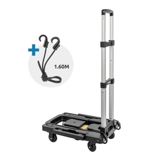 Тележка платформенная складная с телескопической ручкой+2крюка на эластичных ремнях L-1.6м(500х315/3 WMC tools WMC-VT170 51625