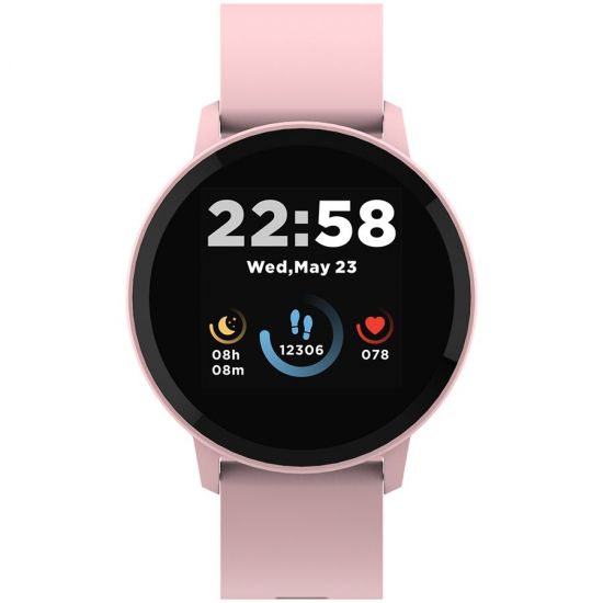 CANYON Smart watch, 1.3inches IPS full touch screen, Round watch, IP68 waterproof, multi-sport mode, BT5.0, compatibility with iOS and android, Pink, Host: 25.2*42.5*10.7mm, Strap: 20*250mm, 45g