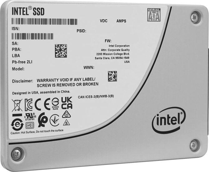 Intel SSD D3-S4620 Series (3.84TB, 2.5in SATA 6Gb/s, 3D4, TLC) Generic Single Pack, MM# 99A0DC, EAN: 735858482653