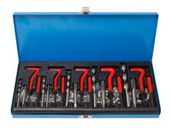 Набор приспособлений и футорок для  восстановления резьбы: М5х0,8 М6х1,0 М8х1,25 М10х1,5 М12х1,75 (131 предмет)в кейсе. ROCKFORCE RF-9130U1 15663