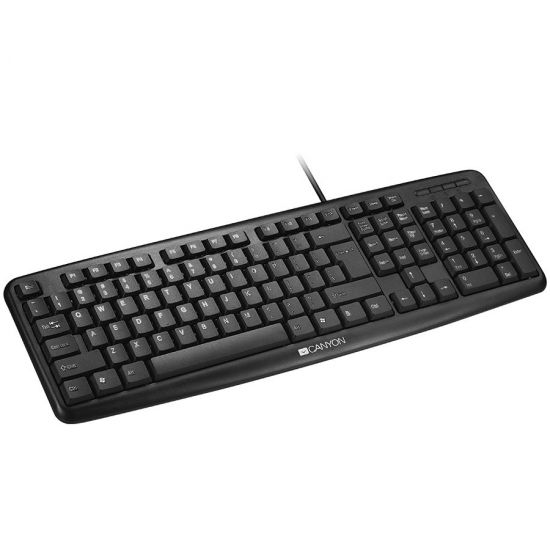 CNE-CKEY01-RU клавиатура, цвет - черный, проводная, влагоотталкивающая, 104 клавиши, раскладка EN/RU