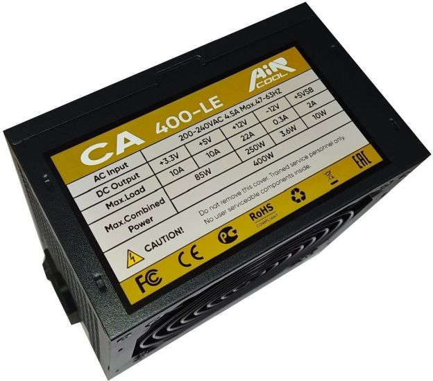 Блок Питания AiR-Cool 400W 230V 20+4P PATA+SATA+FDD FAN 12cm  CA400-LE NMD Черный+ кабель питания