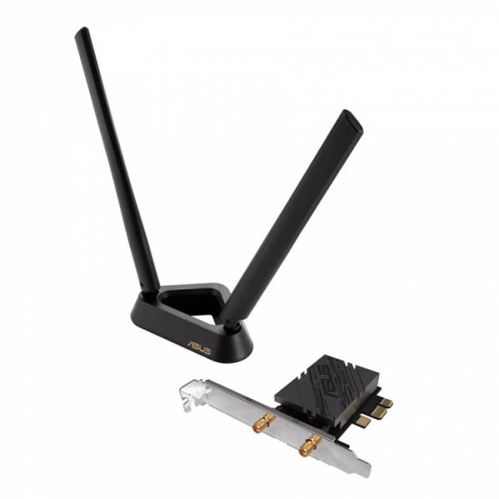 Беспроводной адаптер ASUS PCE-BE92BT,BE9400,WiFi7 PCI-E,2 ext antennas,6GHz band,320MHz,Bluetooth 5.4,WPA3