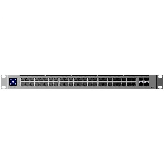 Ubiquiti 48-port, Layer 3 switch 2.5 GbE and PoE++ output, 16x 2.5 GbE ports including (8) PoE+ and (8) PoE++, 32x GbE ports including (24) PoE+ and (8) PoE++, 4x 10G SFP+ ports. Can power devices with up to 720W, it has power consumption of 100W (Excludi