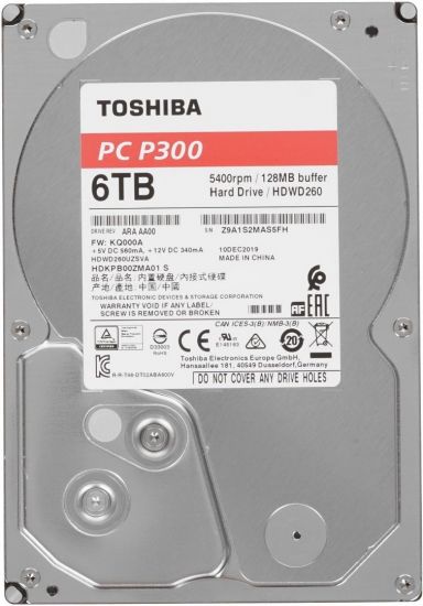 Жесткий диск HDD 6Tb TOSHIBA P300 SATA 6Gb/s 5400rpm 128Mb 3.5" HDWD260UZSVA Жесткий диск HDD 6Tb TOSHIBA P300 SATA 6Gb/s 5400rpm 128Mb 3.5" HDWD260UZSVA