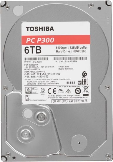 Жесткий диск HDD  6Tb TOSHIBA P300 SATA 6Gb/s 5400rpm 128Mb 3.5" HDWD260UZSVA