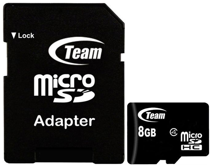 Карта памяти  microSD CLASS 10 TEAM   8 GB <SDHC W/1Adapter>