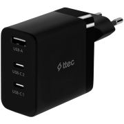 ttec SmartCharger 65W PD/GAN USB-C Travel Charger, Black