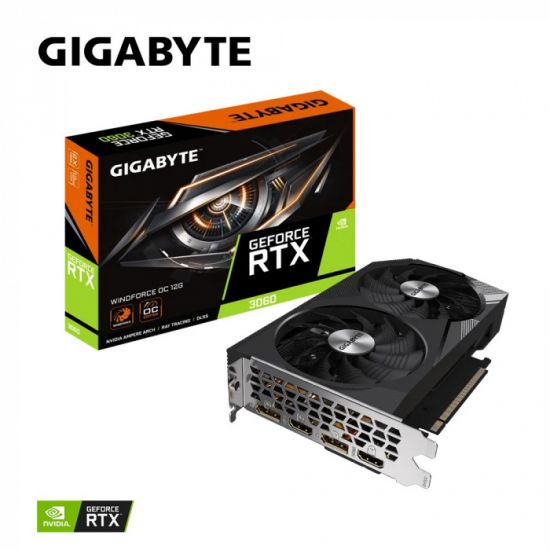 Видеокарта Gigabyte GV-N3060WF2OC-12GD 2.0 , 12Gb GDDR6 192Bit, DP, HDMI, WINDFORCE OC, BOX