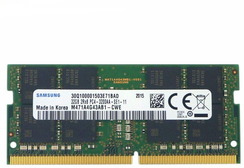 Оперативная память для ноутбука 32GB DDR4 3200MHz Samsung  SODIMM Non-ECC, 1.2V, M471A4G43AB1-CWED0