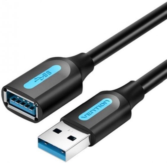 Кабель Vention USB 3.0, M-F Extension Cable 1м, Black, PVC type