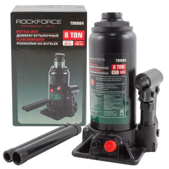 Домкрат бутылочный  8т с клапаном (h min 200мм,h max 400мм) Rock FORCE RF-T90804(DS) 51452