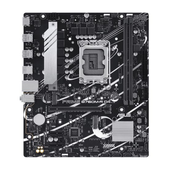 Материнская плата ASUS PRIME B760M-R D4, LGA1700 2xDDR4 4xSATA3 2xM.2 RAID HDMI mATX