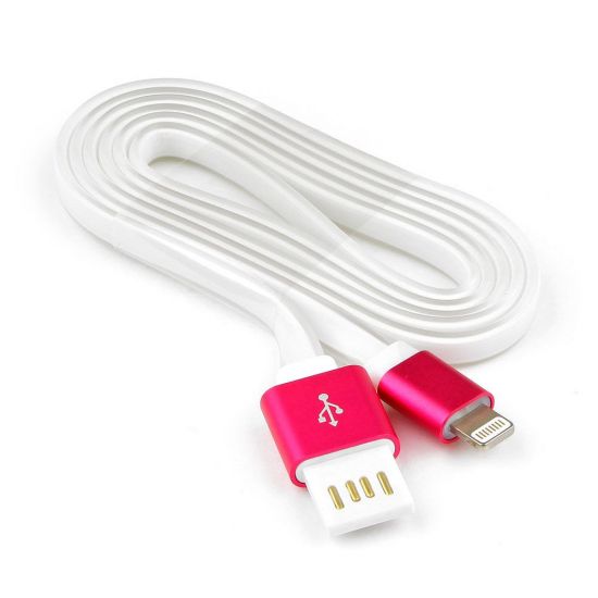 Кабель USB 2 Cablexpert CC-ApUSBr1m, AM/Lightning 8P, 1м, мультиразъем USB A, силикон шнур, розов.