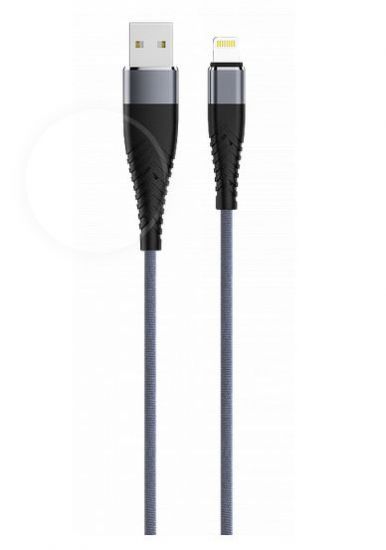 Кабель OLMIO SOLID, USB 2 - lightning, 1.2м, 2.1A, усиленный, цвет титановый