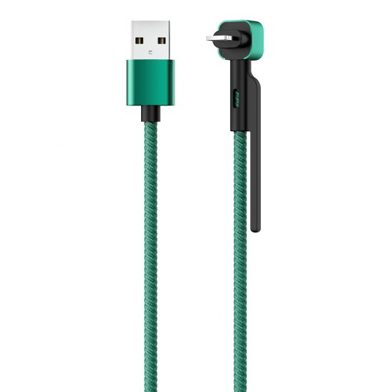 Кабель OLMIO STAND, USB 2 - lightning, 1.2м, 2.1A, зеленый