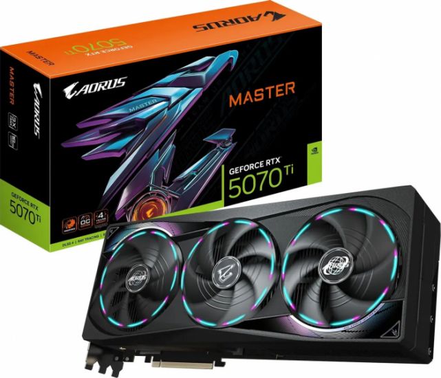 Видеокарта Gigabyte GV-N507TAORUS M-16GD, RTX 5070Ti AORUS MASTER, 16G GDDR7, 256bit, HDMI, DP, BOX