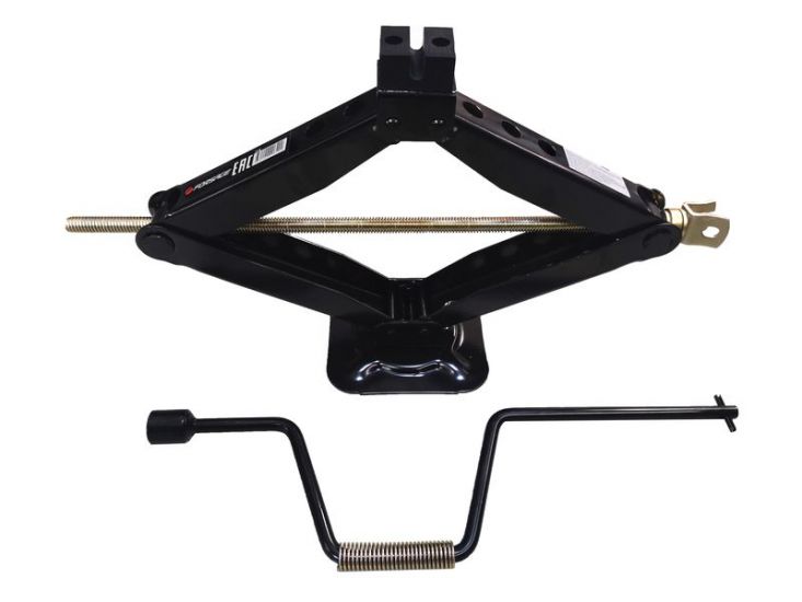 Домкрат механический "ромб" 2,5т с резиновой накладкой и ручкой-воротком с головкой 19мм  (h min-100мм h max-485мм), в водоотталкивающем чехле Forsage F-114 28735