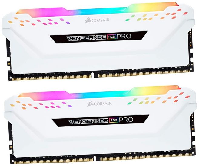 CORSAIR VENGEANCE RGB PRO 32GB (2x16GB) DDR4 3200 (PC4-25600) C16 1.35V Desktop Memory - White,  0840006620075