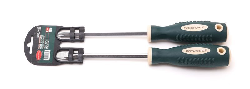 Набор отверток магнитных "Profi" 2 предмета(SL6.5х125мм; PH2х125мм)в пластиковом держателе ROCKFORCE RF-7002A 27189