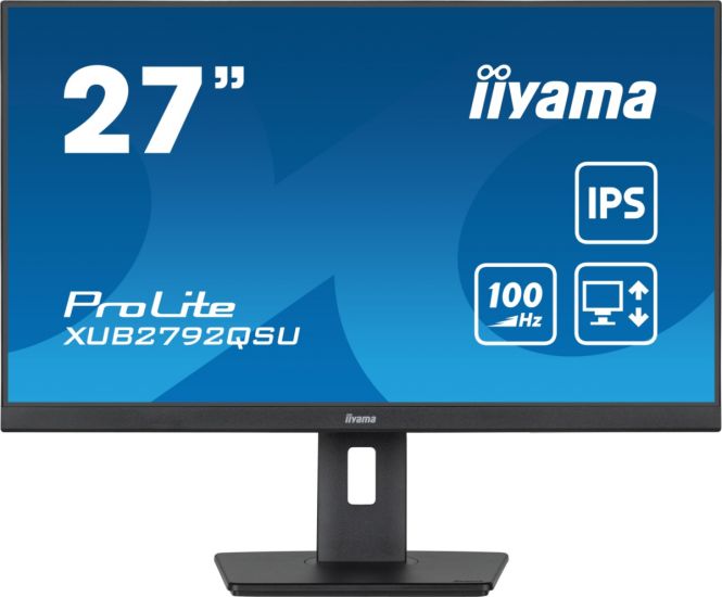 Монитор LCD 27'' 16:9 2560х1440(WQHD) IPS, 100 Hz, 250 cd/m2, H178°/V178°, 1300:1, 80M:1, 16.7M, 0,4 ms, HDMI, DP, USB-Hub, Height adj, Pivot, Tilt, Swivel, Speakers, 3Y, Black