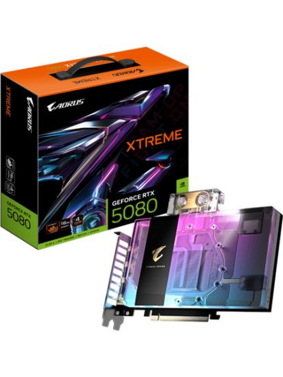 Видеокарта Gigabyte GV-N5080AORUSX WB-16GD, AORUS GeForce RTX 5080 XTREME WATERFORCE WB, 16Gb GDDR7, 256Bit, DP,HDMI,BOX