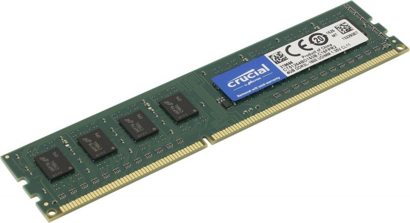 Оперативная память 4Gb DDR3L 1600MHz Crucial CT51264BD160B PC3L-12800 CL11 Retail