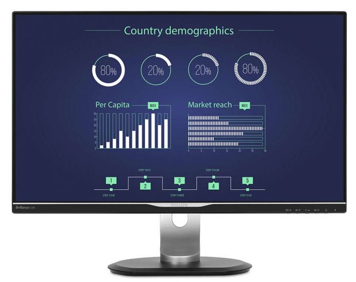 Монитор LCD 25'' 16:9 2560х1440 IPS, nonGLARE, 350cd/m2, H178°/V178°, 1000:1, 5ms, VGA, DVI, DP,  HDMI, USB 3 x 3, Tilt, Audio out, 2 ВТх 2, 2Y, Black