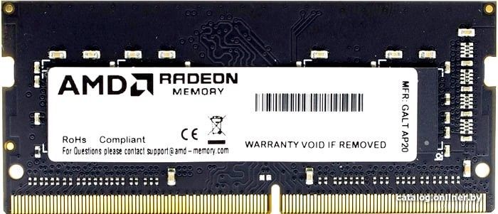 Оперативная память для ноутбука AMD Radeon 8GB AMD Radeon™ DDR4 3200 SO-DIMM R9 Gamers Series Black Gaming Memory R948G3206S2S-UO Non-ECC, CL16, 1.2V, Bulk