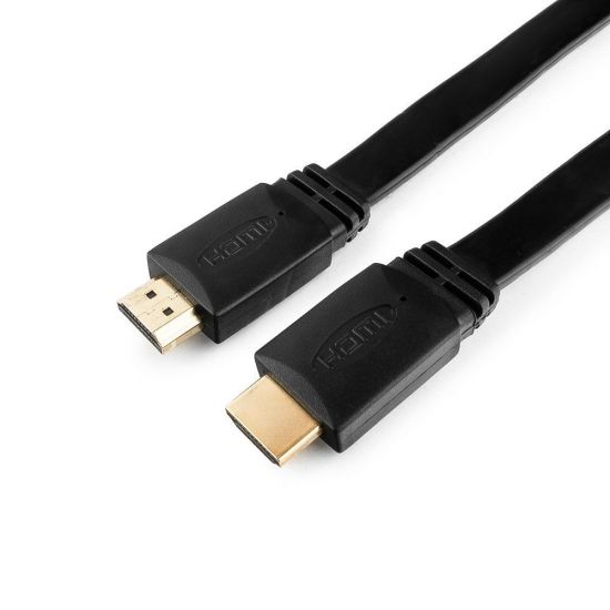 Кабель HDMI Cablexpert CC-HDMI4F-6, 1.8м, v2.0, 19M/19M, плоский кабель, черный, позол.разъемы,экран