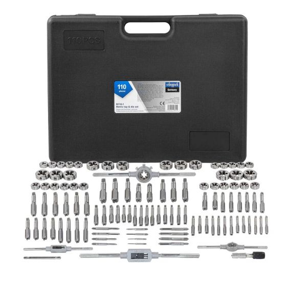 Набор метчик.и плашек110пр(2х0.4,3х0.5,4х0.7,5х0.8,6х0.75-1,8х0.75-1,25,9х0.75-1.25,10х0.75-1.5,11х0 64908 Sch-B110-1