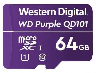 Карта памяти для видеонаблюдения 64GB Western Digital Purple MicroSDHC Class 10 WDD064G1P0C