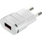 CANYON H-01 Universal 1xUSB AC charger (in wall) with over-voltage protection, Input 100V-240V, Output 5V-1A, Universal 1xUSB AC charger (in wall) with over-voltage protection , Input 100V-240V, Output 5V-1A, white glossy plastic   silver stripe),