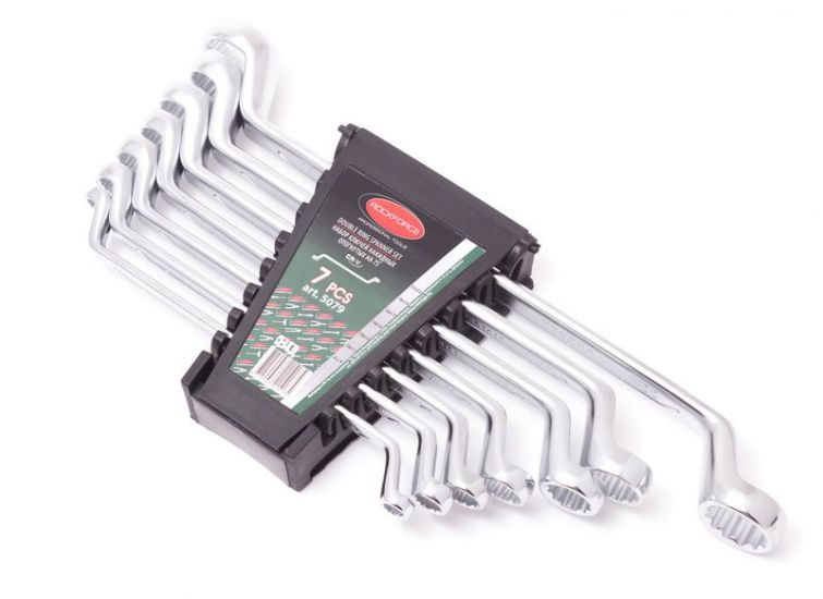 Набор ключей накидных отогнутых на 75грд. 7 предметов (8х9, 10х11, 12х13, 14х15, 16х17, 18х19, 22х24) ROCKFORCE RF-5079 11846