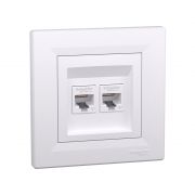 Розетка двойная компьютерная SE EPH480012145 Asfora RJ45 кат. 6 в сборе белый