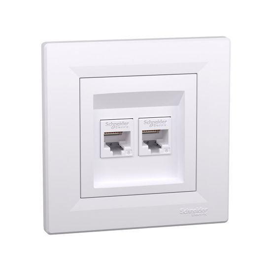 Розетка двойная компьютерная SE EPH480012145 Asfora RJ45 кат. 6 в сборе белый Розетка двойная компьютерная SE EPH480012145 Asfora RJ45 кат. 6 в сборе белый