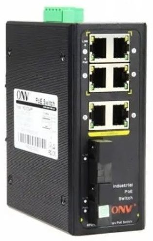 Коммутатор PoE индустриальный 4-портовый ONV IPS31084PF-M <4 порта 10/100Mbps PoE 802.3af/at (max 30W на порт), 2 порта Fast Ethernet, 2 порта Optical 10/100M SC Multimode (2km) Dual Fiber, 1310nm (Модуль в комплекте), бюджет мощности PoE 60W (адаптер пит