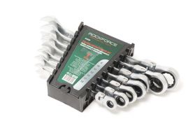 Набор ключей комбинированных трещоточных с шарниром 7 предметов(8,10,12,13,14,17,19мм), в пластиковом держателе ROCKFORCE RF-51072F 46764