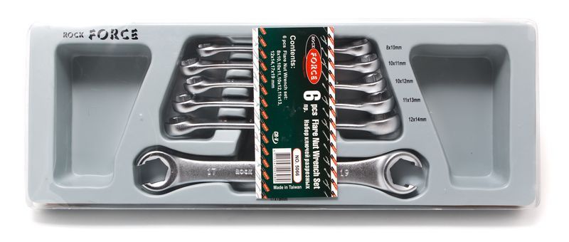 Набор ключей разрезных 6 предметов(8х10,9х11,10х11,12х13,14х17,18х19мм),на полотне ROCKFORCE RF-5066 1215
