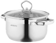 Кастрюля Ardesto Gemini Bari, стеклянная крышка, 2.3 л, нержавеющая сталь