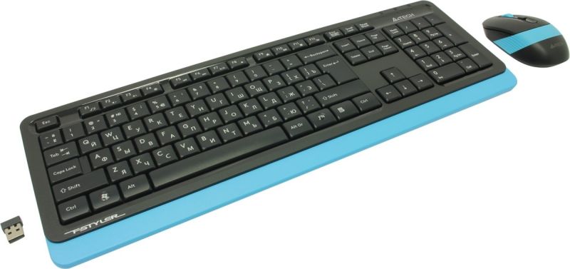 Клавиатура+мышь A4tech Fstyler FG1010-BLUE, 105 клав., FN12 Multim., 2000 DPI, беспроводная 2,4G