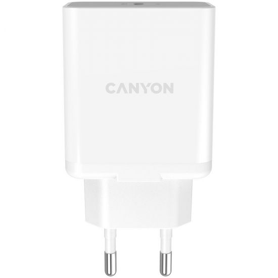 Canyon, PD WALL Charger, Input: 110V-240V, Output:PD 20W, Eu plug, Over-load,  over-heated, over-current and short circuit protection Compliant with CE RoHs,ERP. Size: 89*46*26.5mm, 52g, White