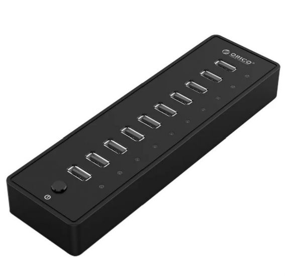 USB Хаб ORICO P10-U2-V1-EU-BK-BP <10 USB2.0, DC 12V 2.5A> V2