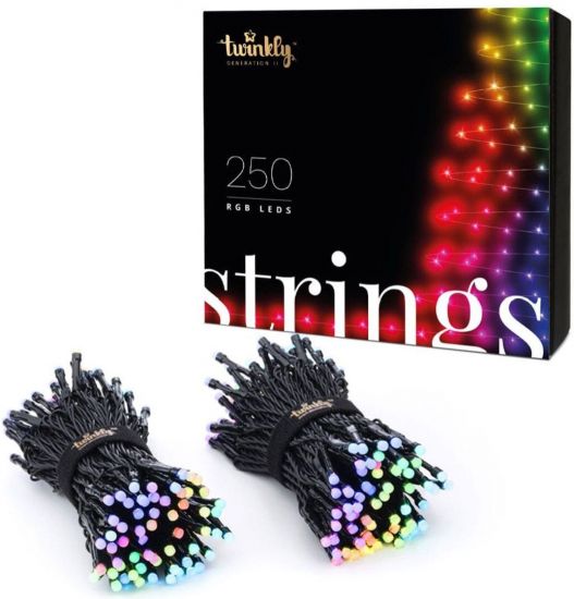 Гирлянда Twinkly Strings 250 Led RGBi, Gen II, IP44, 20m, Black wire, Гирлянда Twinkly Strings 250 Led RGBi, Gen II, IP44, 20m, Black wire,