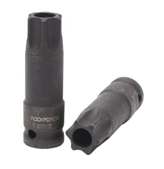 Головка-бита Т100Н с отверстием ударная  1/2", на пластиковом держателе ROCKFORCE RF-3073112 15220